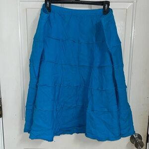 Soft Surroundings Plus Size Tiered Linen Skirt Blue (3X)